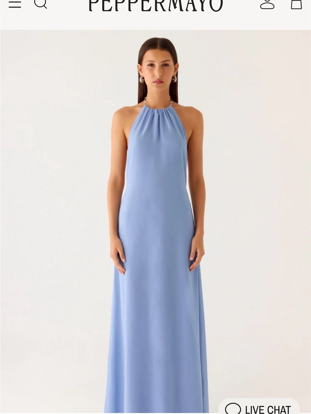LE SOLEIL HALTER MAXI DRESS - PERIWINKLE PEPPERMAYO NWT